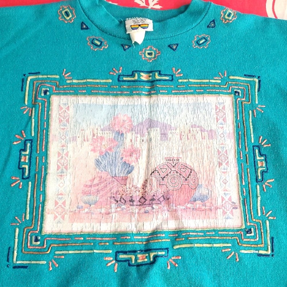3/$25 Vintage Turquoise Western Graphic Sweatshirt